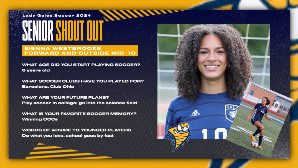 Senior shout out to Sienna Westbrooks! A true force on offense, dominating every game with unmatched skill and heart. You've made your mark, and it's been amazing watching you shine. Your future is bright!
#GoLadyGales