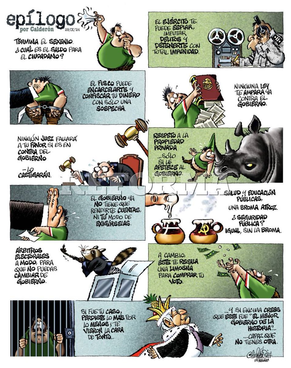 ferbelaunzaran's tweet image. Ni cómo alegarle a ⁦@CartonCalderon⁩, gran cartón/editorial del fin del sexenio de ⁦@lopezobrador_⁩; éste es su legado👇

Calderón - 29 de Sept.
reforma.com/hLE6Pr