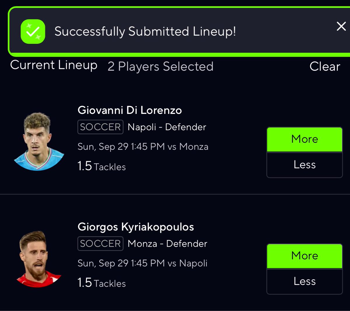 PotdPrizepicks's tweet photo. 🔥Let’s go 2/2 Today and start a streak🔥
LIKE=Tailing💚

Write up📊✍🏼 
Napoli forces 17.8 tackles P/game 
Monza forces 16.2 tackles P/game

Monza forced every RB this season at least 2 or more 
Napoli forced every LB this season at least 2 or more

Both players averaging 3 tackles P/game