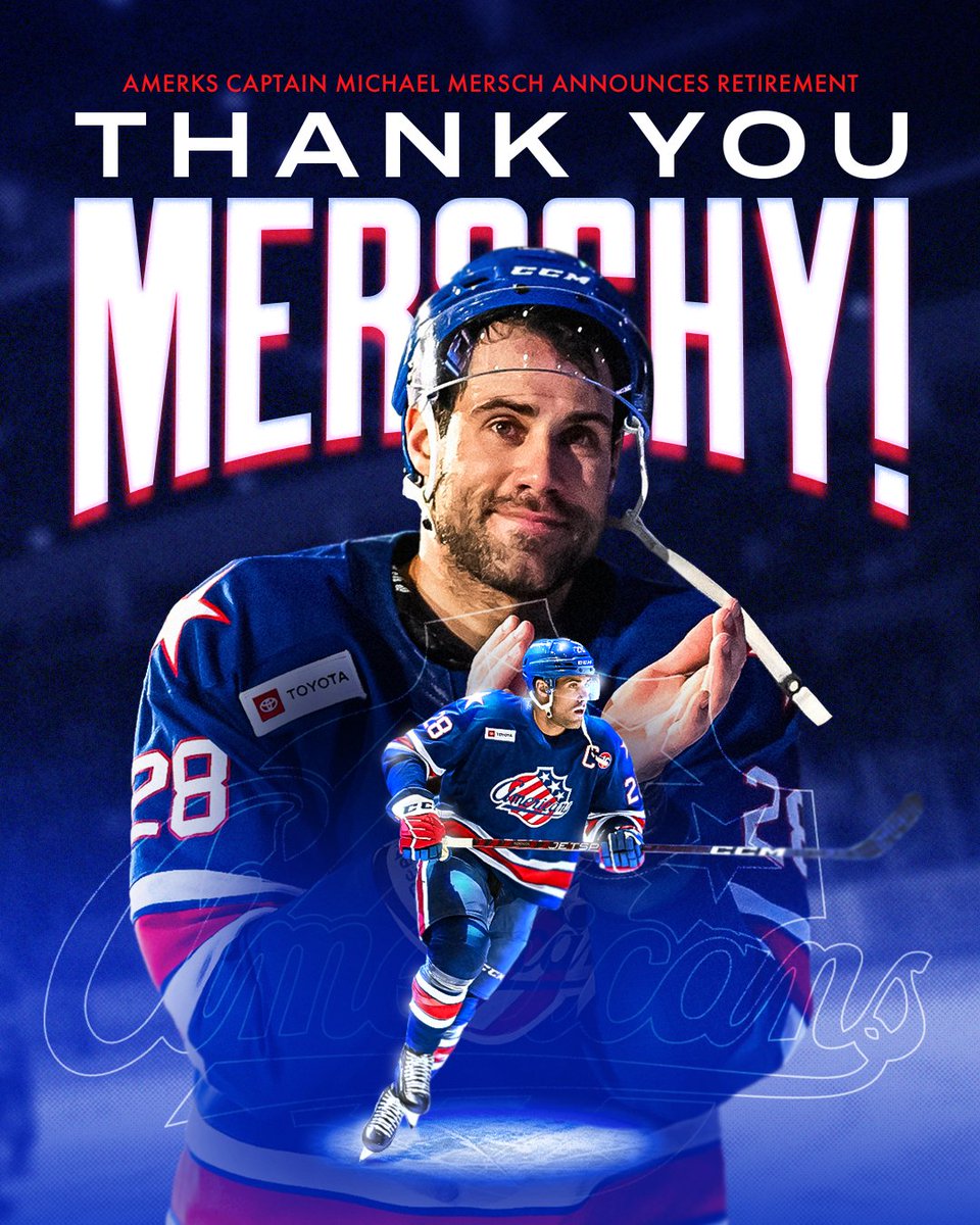 After more than a decade-long career, Amerks captain Michael Mersch has announced his retirement from professional hockey.

Once an Amerk, always an Amerk. Thank you, Merschy ❤️ 

🔗 DETAILS | bit.ly/47LNITk