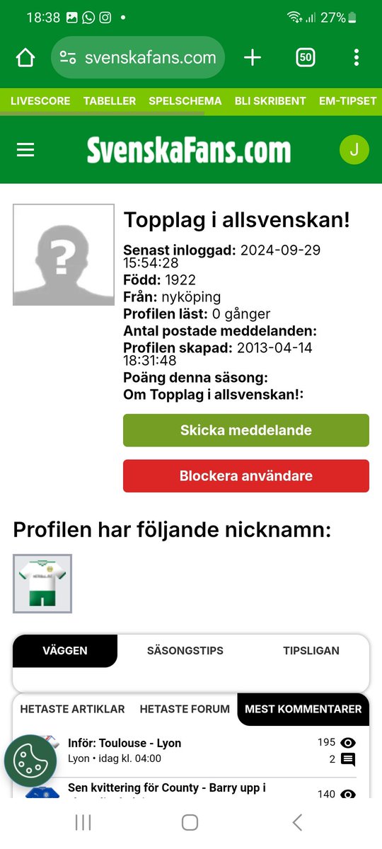 Detta är också en av dom mest hjärndöda skribenterna på Hammarbys forum. Hade han inte varit efterbliven skulle jag bankat skiten ur honom