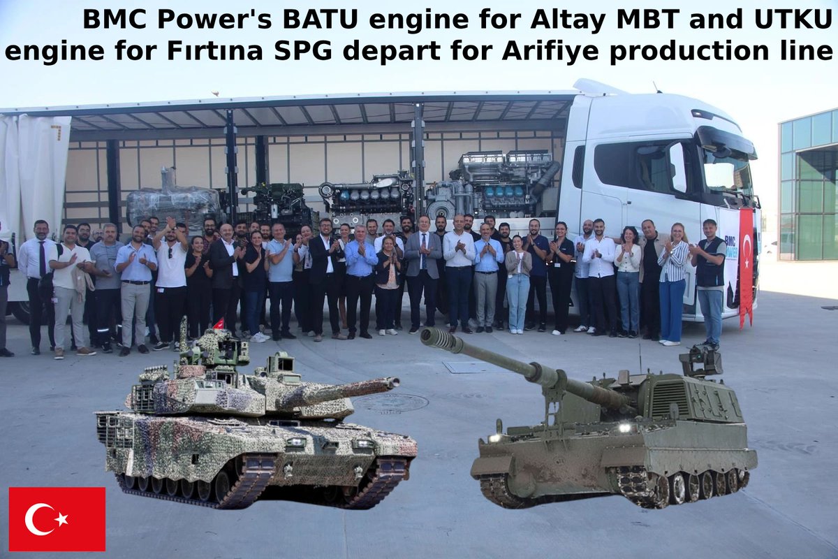 turdefcom's tweet photo. 🇹🇷
@bmcpowerresmi Sends Engines to the Arifiye Production Line
#BATU tank #engine for #Altay #MBTs and #UTKU engine for #Fırtına 155 mm SPGs alongside #transmissions were sent to the production line in Arifiye.
https://t.co/F3rXNnQzRf https://t.co/CTzjMJ0pHM