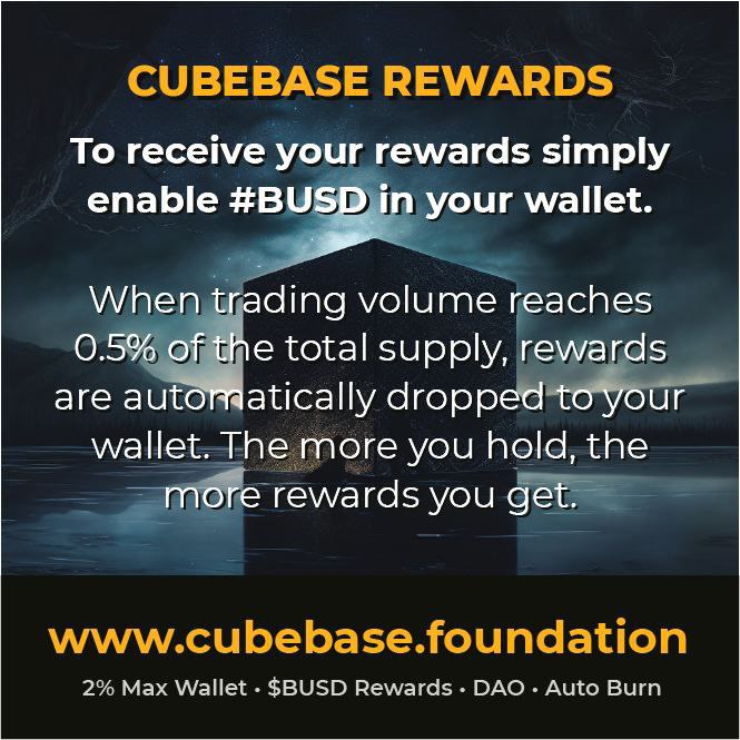 Miyamoto1940203's tweet photo. @BNBCHAIN It's time to rock!!!
#CUBEB auto passive income just for holding
@CubeBaseToken https://t.co/3c3xWafzvR