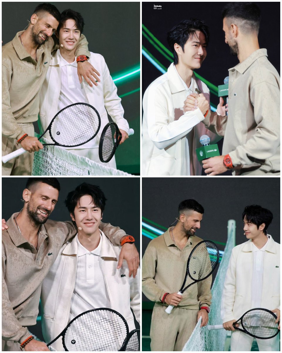 FirstSportzUSA's tweet photo. Wang Yibo and Novak Djokovic at Lacoste Play Big event in Great Wall of China https://t.co/6SFbCx7fne