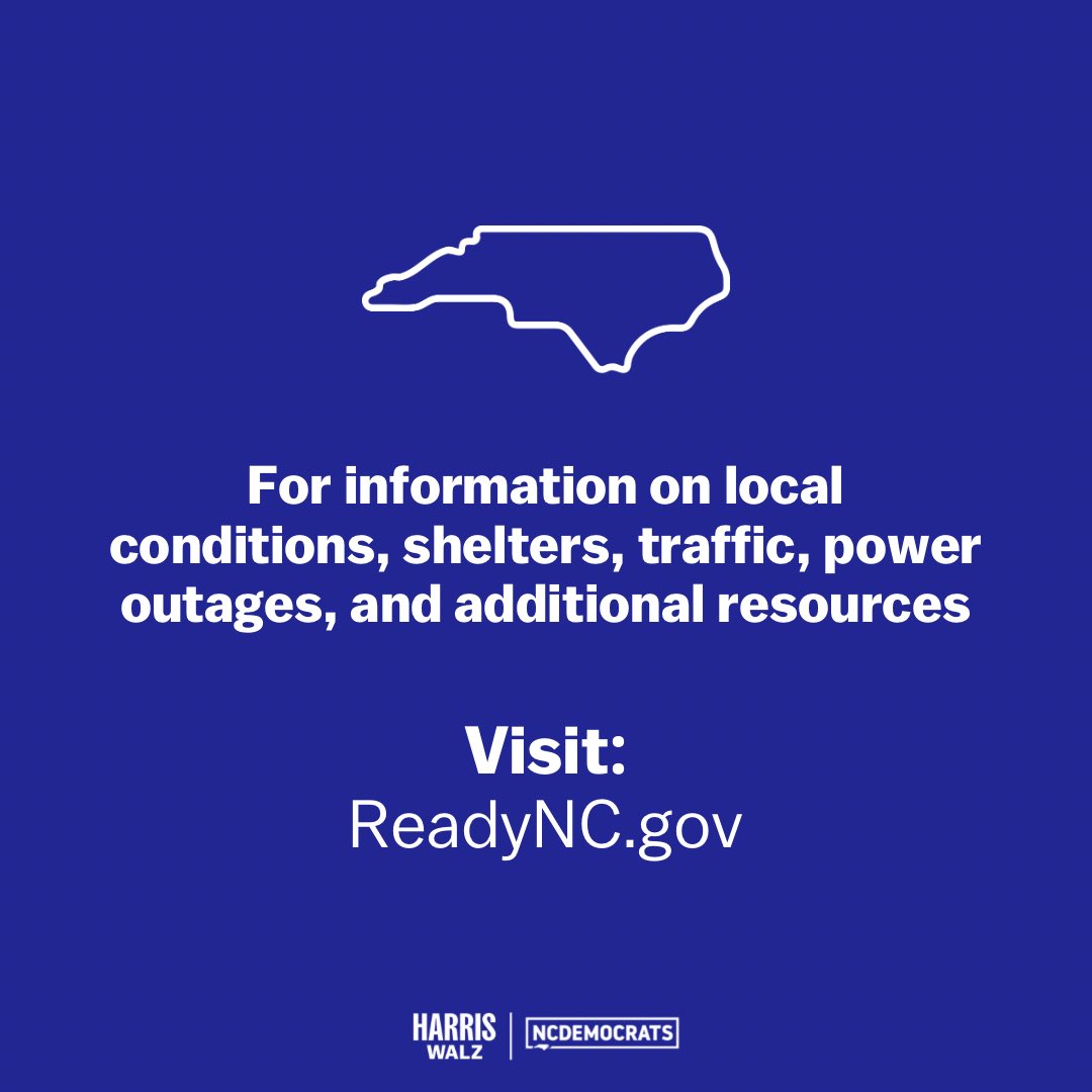 KamalaforNC's tweet image. To all North Carolinians affected by Hurricane Helene, we’re thinking of you.

Here is a list of resources to help you and/or your loved ones stay safe:
