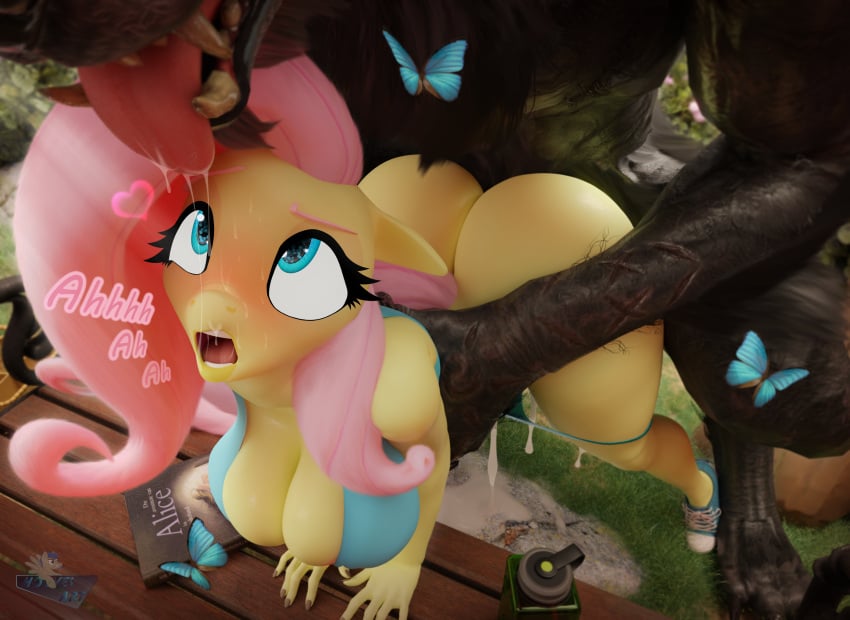 ㅤ Fluttershy se encontró a un amiguito en el bosque,se veía solo asi que le tivo que dar algo de amor