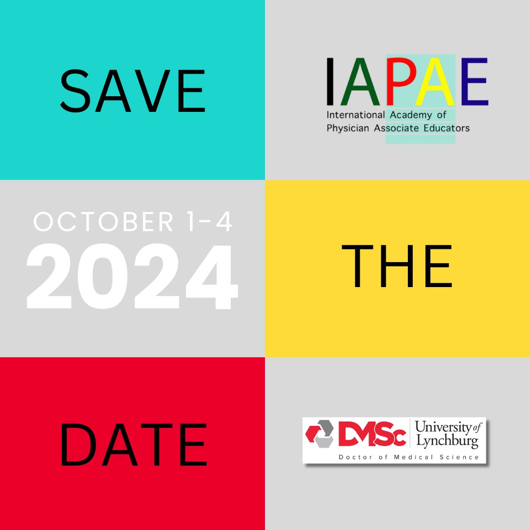 DMSc_Lynchburg's tweet photo. The University of Lynchburg School of Medicine &amp; Health Sciences is excited to serve as the host for the 15th Annual IAPAE Conference which will be held October 1-4, 2024. Click on this link to learn more: https://t.co/tnNUM5jkOC 
#UniversityofLynchburg #PAsGoBeyond #DMSc #IAPAE https://t.co/lPB1b46ozA