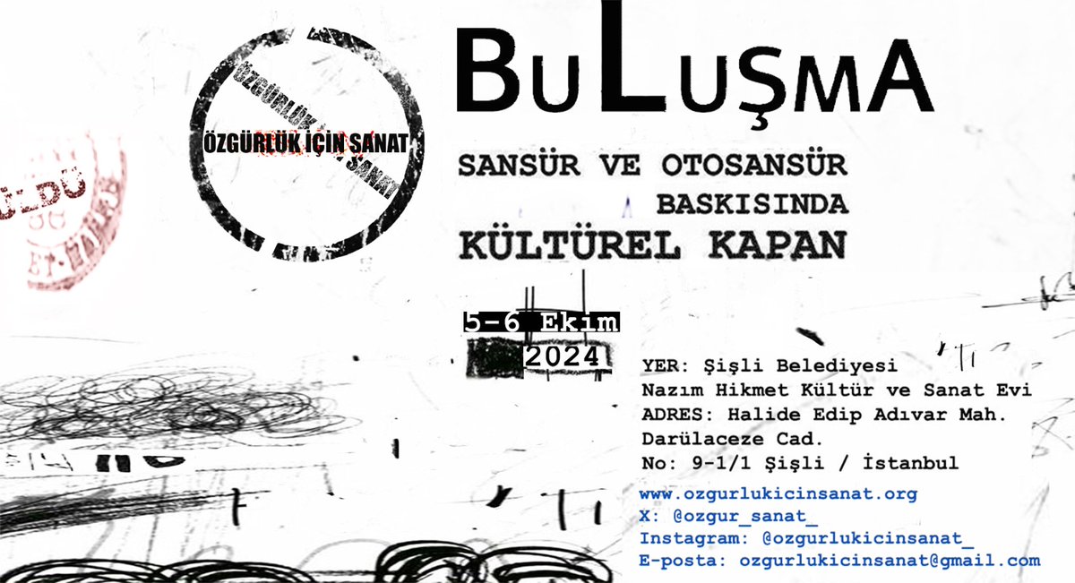 "İçinden geçtiğimiz zamana sadece uyum sağlayan bir yedek parça olarak sanat fikrine karşı çıkıyoruz!" diyerek başladık. 

📢 "Buluşma"ya davet ediyoruz!
