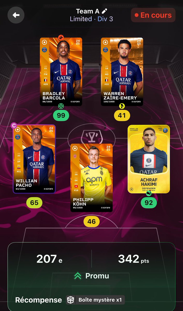 Je vais remplacer Warren par Joâo Neves je pense… #psg #sorare