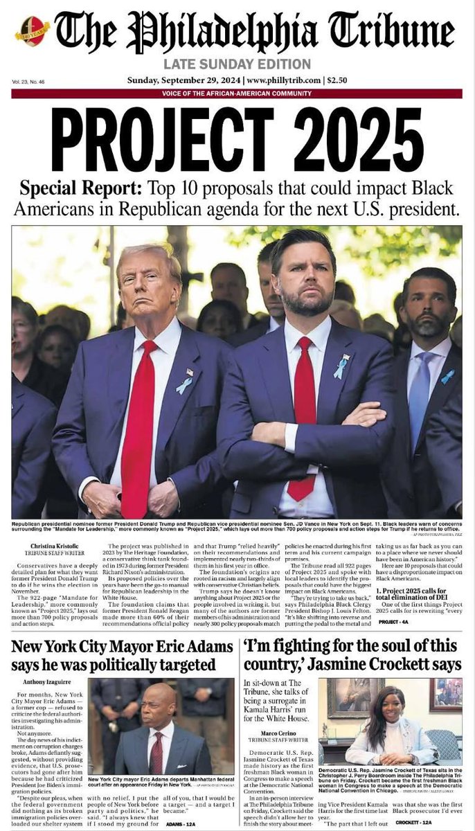 Victorshi2020's tweet image. THIS is what you call a front page. Every newsroom in America should do the same. Bravo, Philadelphia Tribune.