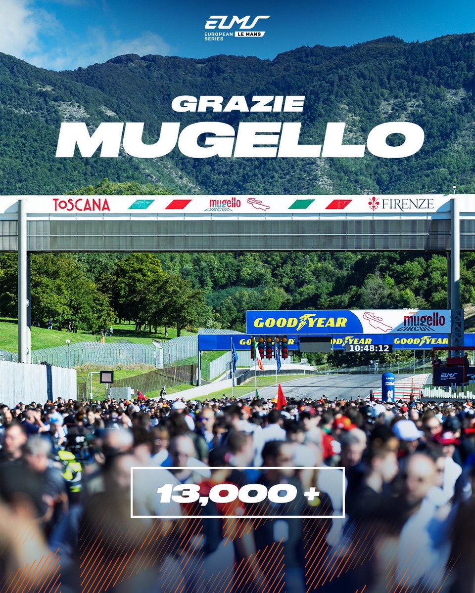European Le Mans Series (@europeanlms) on Twitter photo Mugello, you’ve made our first time here very special. 🫶
More than 13,000 fans gathered in the Tuscany hills to watch #ELMS cars battle it out at <a href="/MugelloCircuit/">Mugello Circuit</a>. Grazie Mille, tifosi. 🙌
#ELMS #4HMugello Mugello, you’ve made our first time here very special. 🫶
More than 13,000 fans gathered in the Tuscany hills to watch #ELMS cars battle it out at <a href="/MugelloCircuit/">Mugello Circuit</a>. Grazie Mille, tifosi. 🙌
#ELMS #4HMugello
