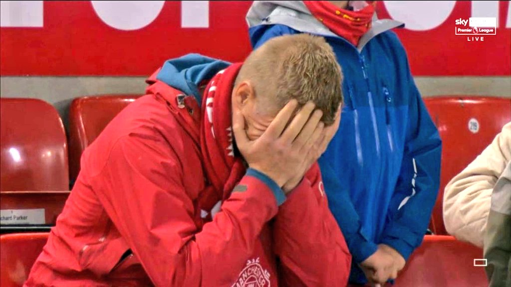 Manchester United fans at Old Trafford after full time...