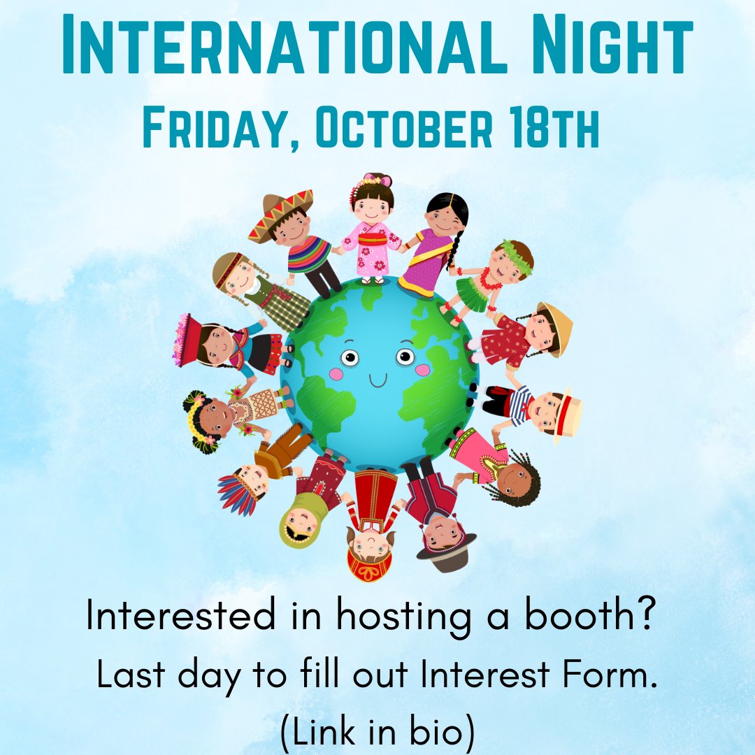 Last chance to complete your International Night Interest Form!
We would love to learn more about the countries and cultures that make up our College Wood family!