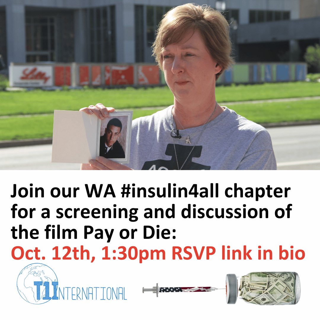Join us Saturday, 10/12 1:30-4 pm at the South Tacoma Library for a free screening of “Pay or Die.” We pay for #insulin, or we die. This needs to be better understood by those without #diabetes to make an impact

RSVP &amp; share with your friends &amp; family actionnetwork.org/events/pay-or-…