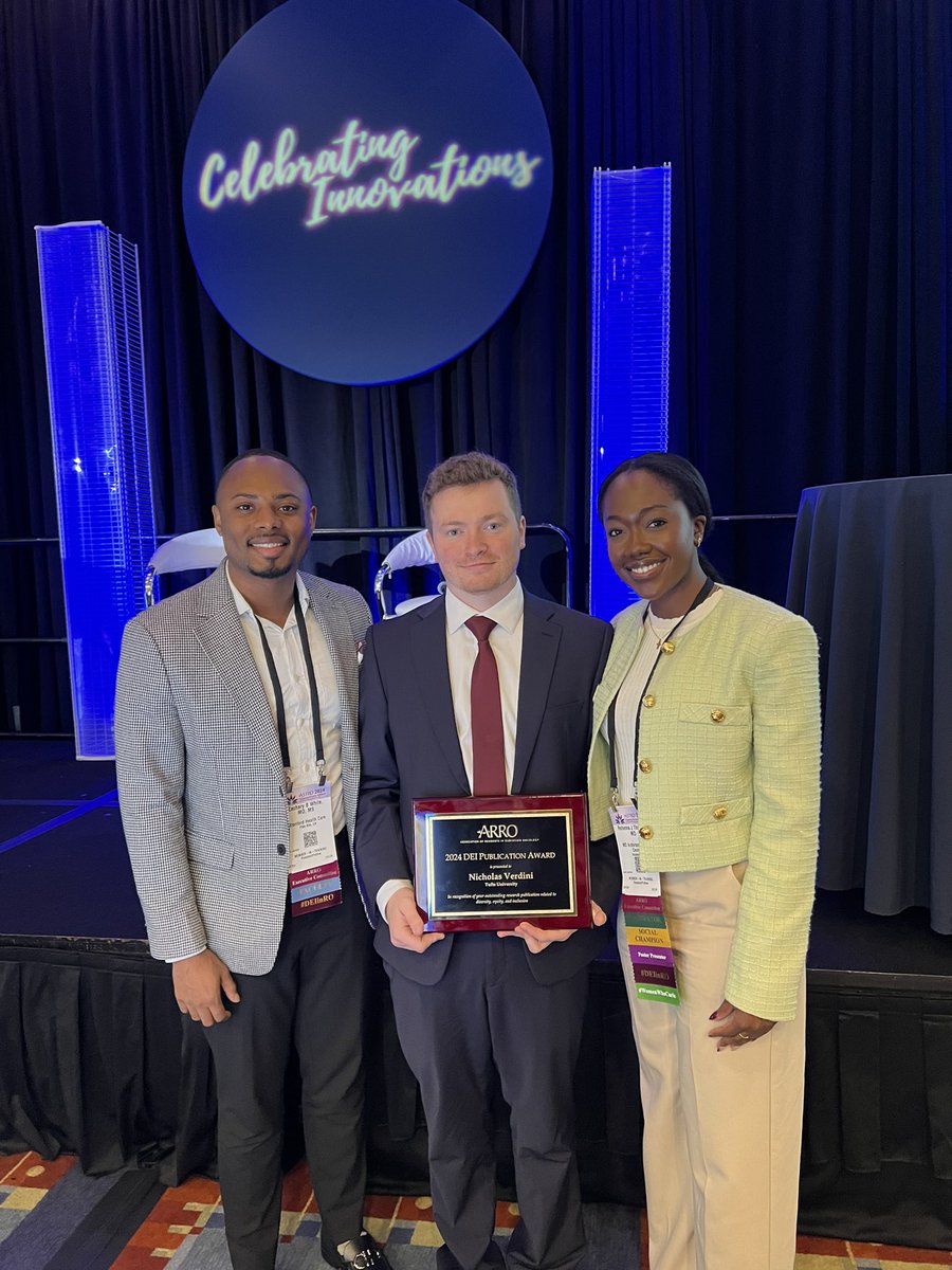 Rehema J. Thomas, MD (@radiantrehemamd) on Twitter photo Congrats to <a href="/nick_verdini/">Nicholas Verdini, MD</a> on his receipt of the ARRO/ROI joint DEI Publication Award, recognizing a trainee who has published work on a topic related to DEI. Nick investigated PROs as a recruitment strategy for trial enrollment. 🏆🔥
<a href="/StanfordRadOnc/">Stanford Radiation Oncology</a> <a href="/RO_Institute/">Radiation Oncology Institute-The ASTRO Foundation</a> <a href="/ARRO_org/">ARRO</a> Congrats to <a href="/nick_verdini/">Nicholas Verdini, MD</a> on his receipt of the ARRO/ROI joint DEI Publication Award, recognizing a trainee who has published work on a topic related to DEI. Nick investigated PROs as a recruitment strategy for trial enrollment. 🏆🔥
<a href="/StanfordRadOnc/">Stanford Radiation Oncology</a> <a href="/RO_Institute/">Radiation Oncology Institute-The ASTRO Foundation</a> <a href="/ARRO_org/">ARRO</a>