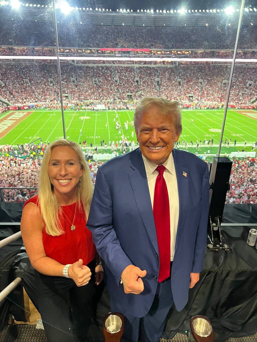 Why was Marjorie Taylor Greene at a football game in Alabama with this Orange F*CK with all the destruction from Helene in her state?