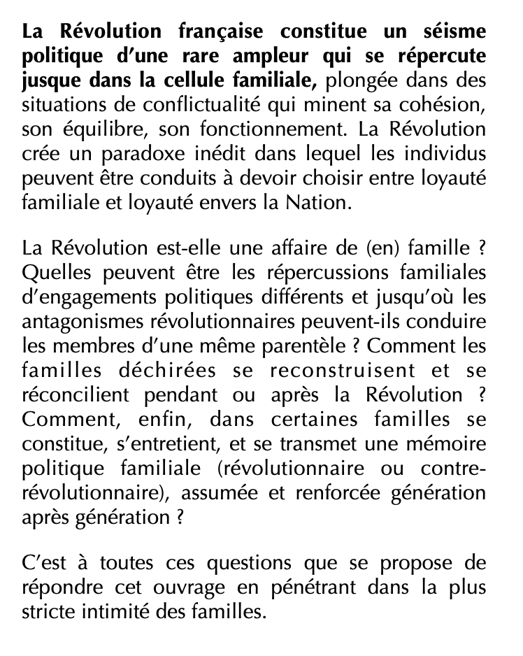 flr_louis's tweet photo. Nicolas Soulas (dir.) - Familles en (contre-)Révolution, (contre-)Révolution en famille ?

Mobilisations, conflits et transmissions politiques

À paraître en janvier https://t.co/8eHGmY4Yyt