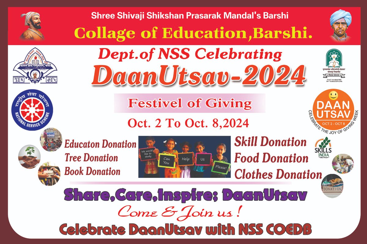 College of Education Barshi NSS #daanutsav2024
Festival of Giving