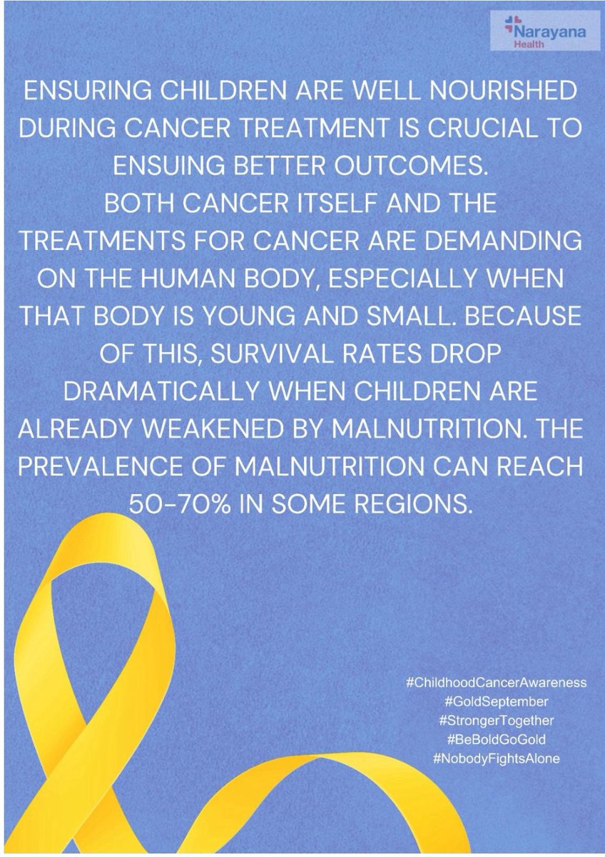 DrSunilBhat's tweet photo. #ChildhoodCancerAwarenessMonth #GoldSeptember #BeBoldGoGold #GlobalHealth #NobodyFightsAlone #StrongerTogether
@NarayanaHealth @pho_india @WorldSIOP @oncodaily https://t.co/Q5siyzkZFw