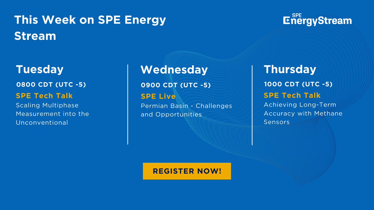 SPEtweets's tweet photo. Join us next week for a series of informative and exciting sessions on SPE Energy Stream. Register now to secure your spot!
https://t.co/61nZxCssL7
#SPEweeklymenu #SPEtechtalk #SPEenergystream #SPElive https://t.co/TTmaLGFHtZ