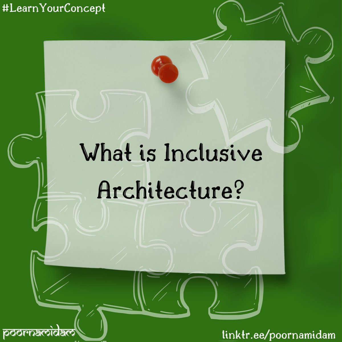 poornam_idam's tweet image. #LearnYourConcept Series - Inclusive Architecture 🧵

Discover the meaning of #InclusiveArchitecture, its key features, and practical examples that enhance accessibility for everyone. 

#UniversalAccessibility
#LeaveNoOneBehind #NothingWithoutUs #BuildForwardBetter #WeAllBelong