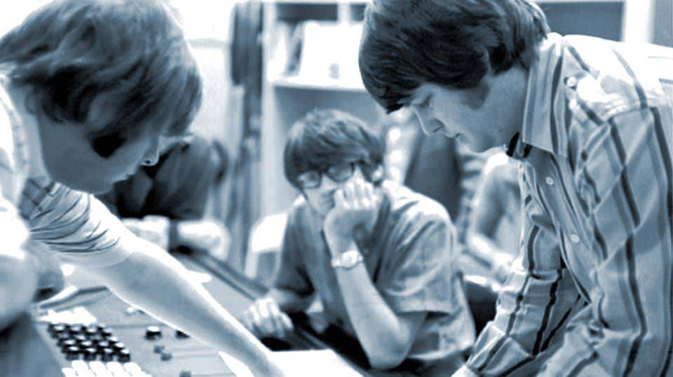 Carl Wilson, Stephen Desper and Brian Wilson in the studio in 1968.