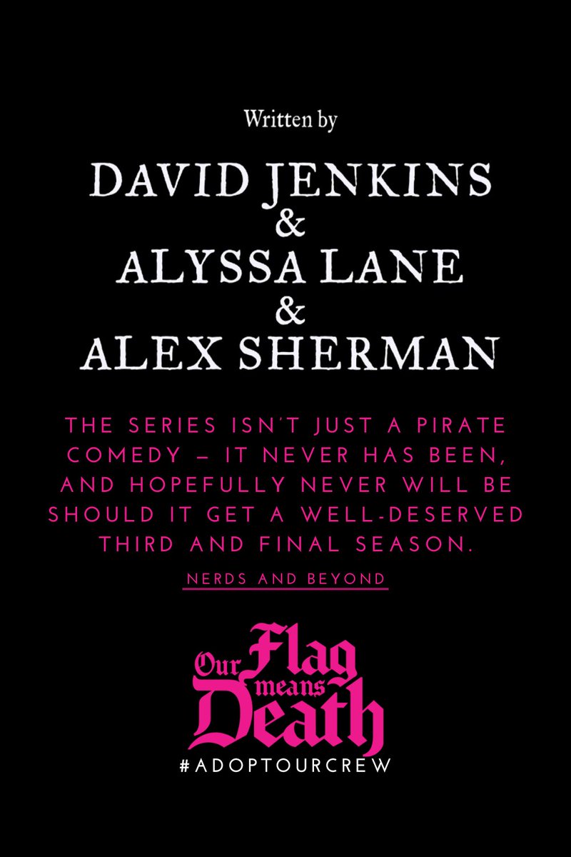 adoptourcrew's tweet image. "Everything about the new season felt like coming home after being away for over a year." - @nerdsandbeyond 

nerdsandbeyond.com/2023/09/28/our… #OurFlagMeansDeath #AdoptOurCrew