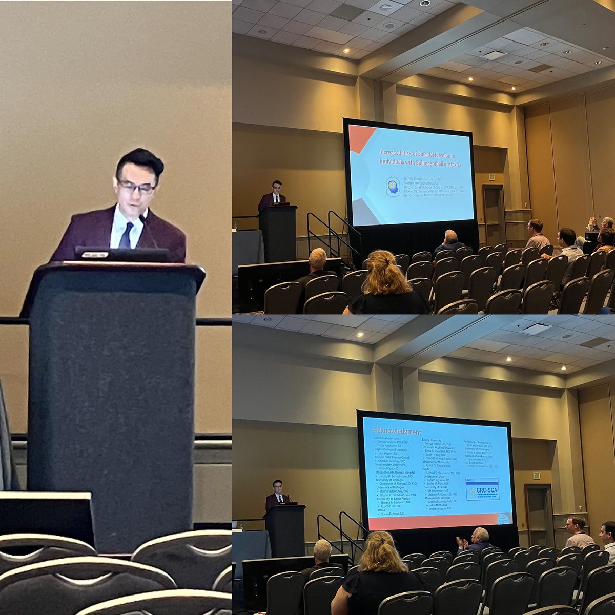 Grateful for all <a href="/NAF_Ataxia/">National Ataxia Foundation</a> #CRCSCA investigators for making this work possible and presented at #MDSCongress <a href="/movedisorder/">MDS</a>

✅ Suicidal ideation was found increased in #SCA, across types. 
✅ Male and older SCA people’s risks are even higher 
✅ The presence of suicidal