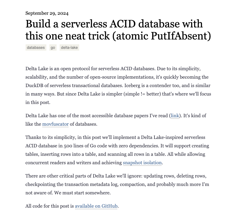 eatonphil's tweet photo. Build a serverless ACID database with this one neat trick.

(New blog post)

https://t.co/rHgfKSPY6q https://t.co/1hmjsxIk6w
