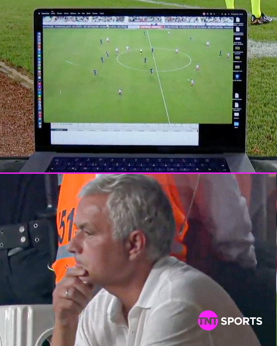 José Mourinho protested a refereeing decision by showcasing a replay of the incident on his laptop to the TV cameras 🤣

He was booked for doing so 🟨