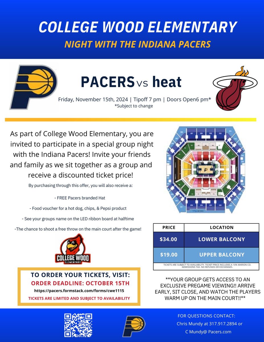 🏀 CWE Family Fun Night 🏀
Pacers v Heat
Friday, November 15th
Tickets? Link in bio
Deadline to purchase: Tuesday, October 15th