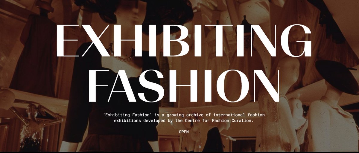 Great resource for fashion historians and students. ‘Exhibiting Fashion’ is a growing archive of international fashion exhibitions developed by the Centre for Fashion Curation. The Centre for Fashion Curation is a <a href="/UAL/">University of the Arts London</a>  Research Centre based at <a href="/LCFLondon/">London College of Fashion</a> 
bit.ly/3ZCO7FB