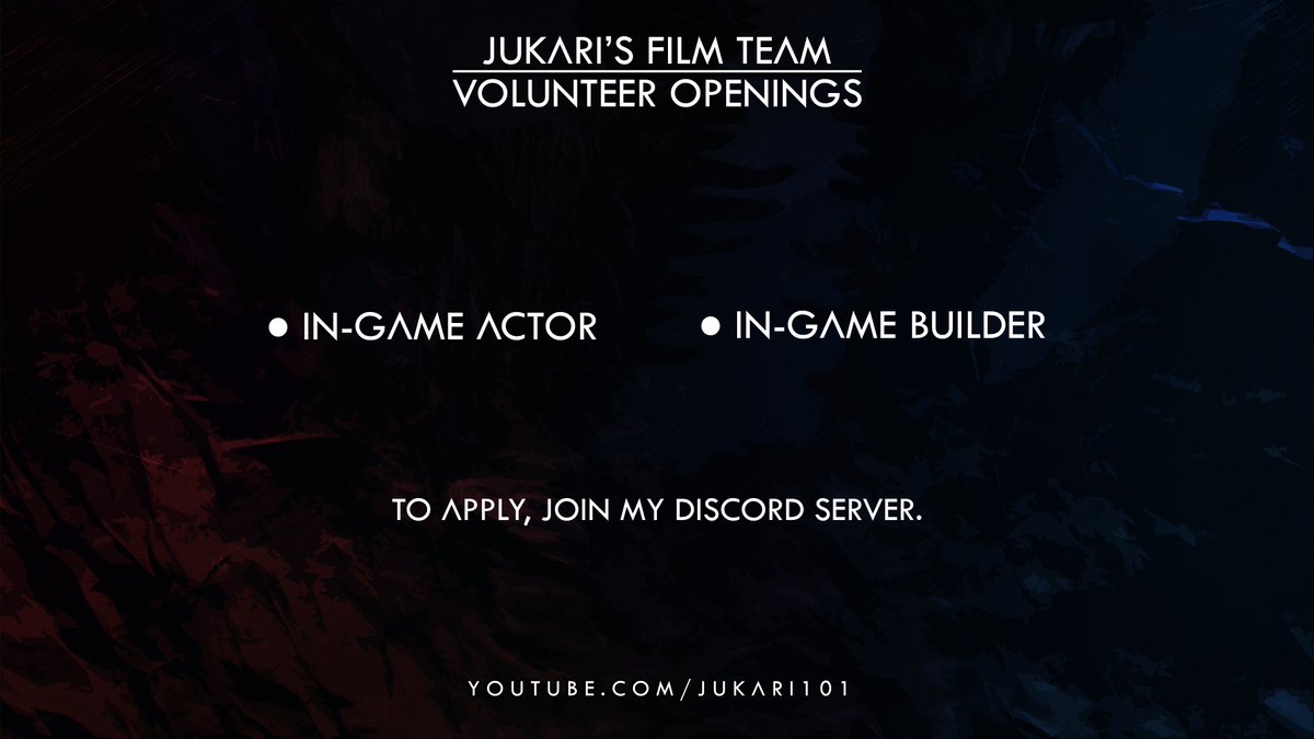 I am now looking to expand my film team while somewhat keeping it a small circle.

All that I ask for is to have positive vibes as a team player, with some open availability.

The link is in my bio, and while this still relates to ARK, it is for all, so everybody is welcome!