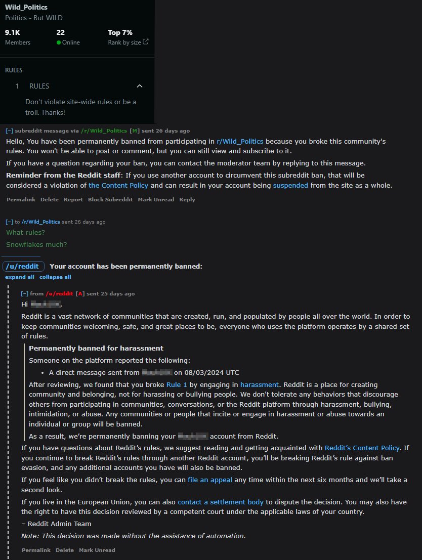 Quantum_Quandry's tweet photo. @Reddit I’m very upset that my account of 13 years was perma banned for a single snarky remark that definitely doesn’t constitute harassment and seriously smells of political bias.

Your own definition: https://t.co/yQtIzFIv6v https://t.co/3iWFafEbIn