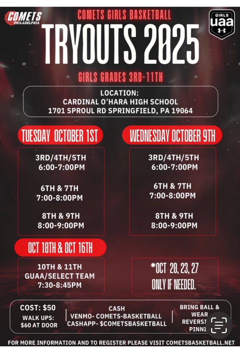 CometsBallers's tweet photo. Comets Tryouts for Spring Summer 2025 begin Tuesday Oct 1st 
All must pre Register 

https://t.co/LGwO59OWuw https://t.co/K8yiucvhOz