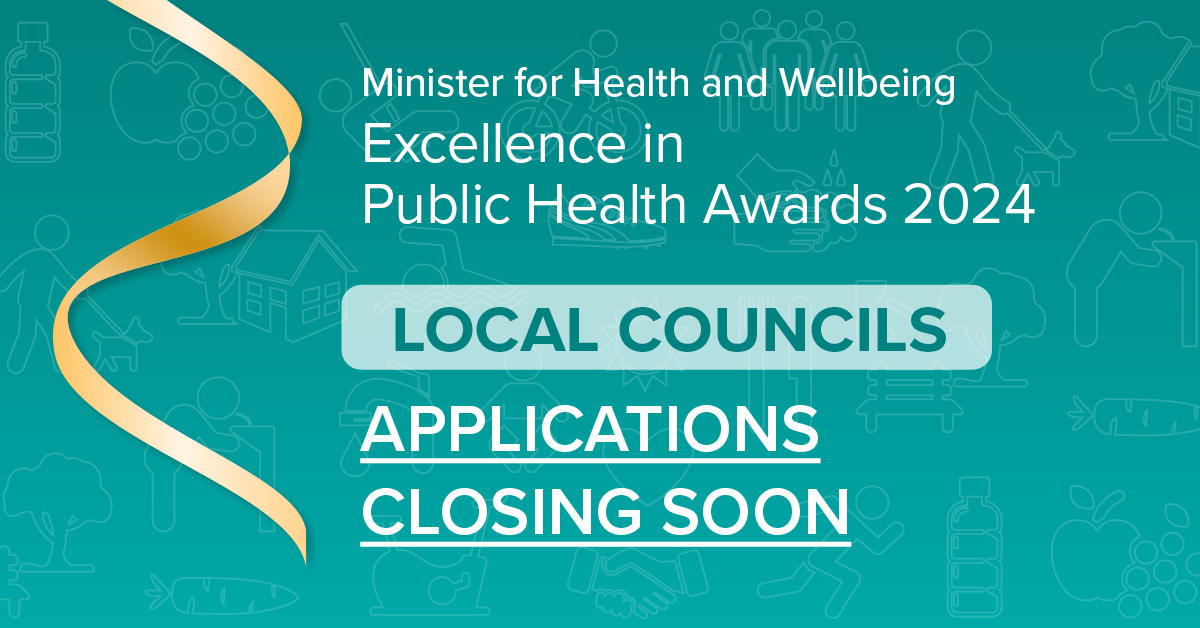 Applications are open for the Minister for Health and Wellbeing–Excellence in Public Health Awards.

All South Australian councils, metropolitan and regional, large and small,are encouraged to apply by Wednesday 2 October 2024.

Visit sahealth.sa.gov.au/publichealthaw…