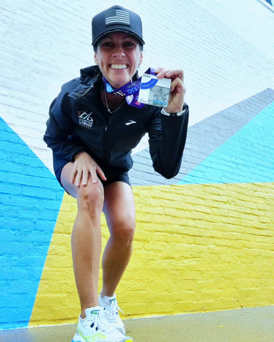 runSue19's tweet photo. Indiana what a fun time! I couldn't race the track, but I still checked it out. The Mill Race Marathon was rainy, a bit windy and a fun small town race. #loveyourrun #madein81 #bibchat #teamultra #marathon54 #state18 https://t.co/BvRYUm4Z2c