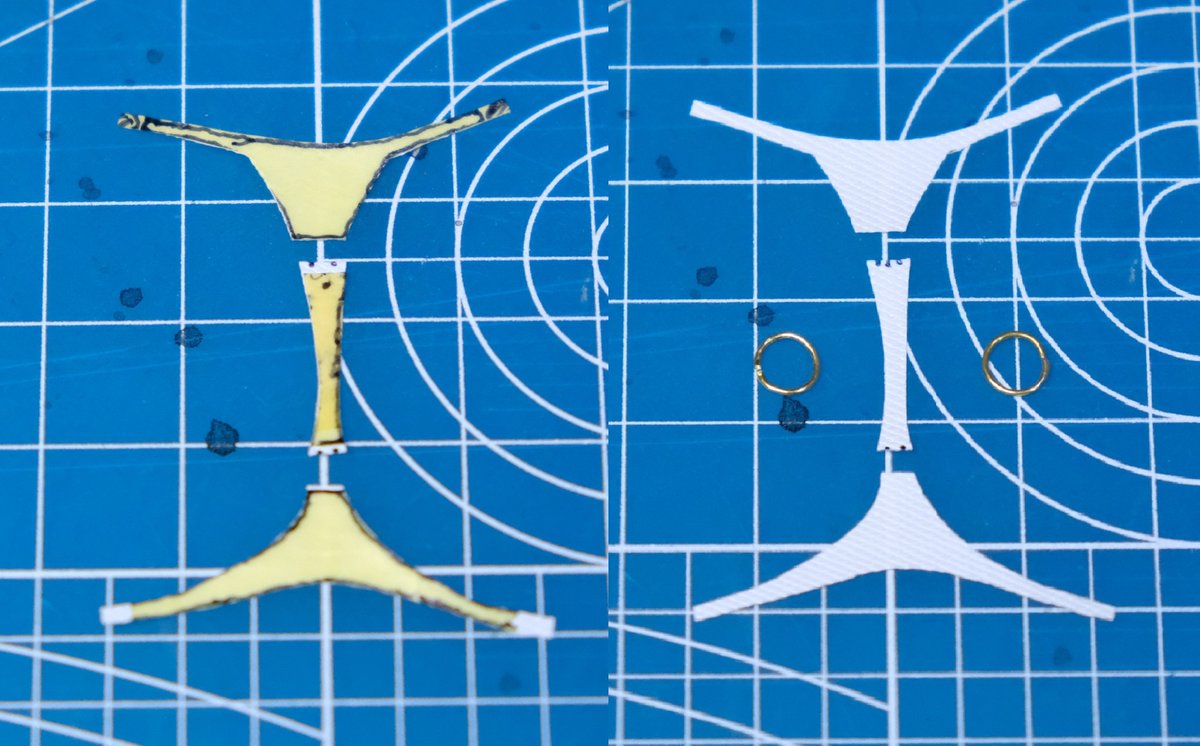 diy_ojisan's tweet image. 【美プラ用着脱式ぱんつの作り方】
久しぶりなので改めて作り方をご紹介

①腰パーツにマスキングテープを貼り、ぱんつの形を書いてから配管保護テープに貼る
②線に沿って切り出す(各パーツの繋ぎ目は糊しろとして少し長めに)
③腰パーツに仮留めし、繋ぎ目を瞬着(ゼリー状を推奨)で接着する
④完成