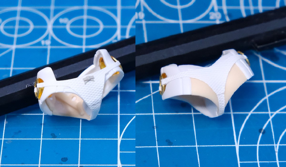 diy_ojisan's tweet image. 【美プラ用着脱式ぱんつの作り方】
久しぶりなので改めて作り方をご紹介

①腰パーツにマスキングテープを貼り、ぱんつの形を書いてから配管保護テープに貼る
②線に沿って切り出す(各パーツの繋ぎ目は糊しろとして少し長めに)
③腰パーツに仮留めし、繋ぎ目を瞬着(ゼリー状を推奨)で接着する
④完成