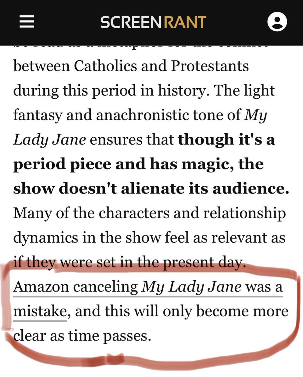 Thank you at <a href="/screenrant/">ScreenRant</a> for including My Lady Jane in your list of Ten Great Fantasy TV Shows for Beginners! It's a fantastical, romantic, and hilarious ride. 
I applaud you for speaking the truth! Cancelling My Lady Jane was a mistake.👇
<a href="/PrimeVideo/">Prime Video</a> screenrant.com/fantasy-tv-sho…