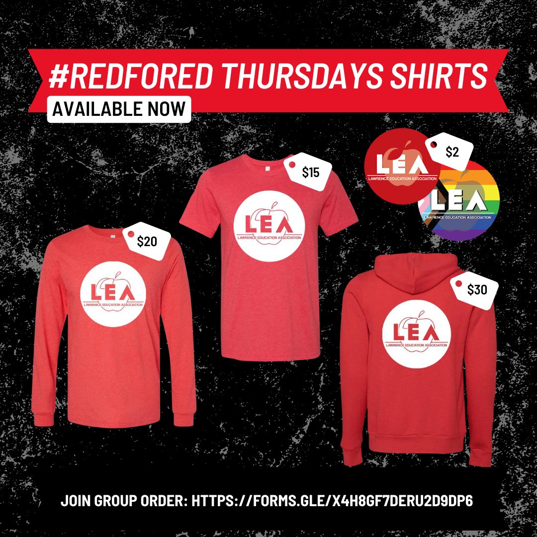 Show your support for Red Shirt Thursdays! Fill out the LEA Shirt Order Form here: docs.google.com/forms/d/e/1FAI…
Orders are due by October 11, and pickup will be available at the Union Hall about two weeks after that.