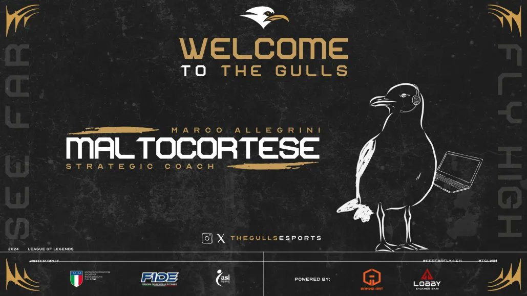 thegullsesports's tweet image. Con questa qualificazione a Lucca comics vogliamo annunciare un altro tassello importante che sta lavorando con noi da inizio split, diamo il benvenuto a  @MaltoCortese12 !!!!