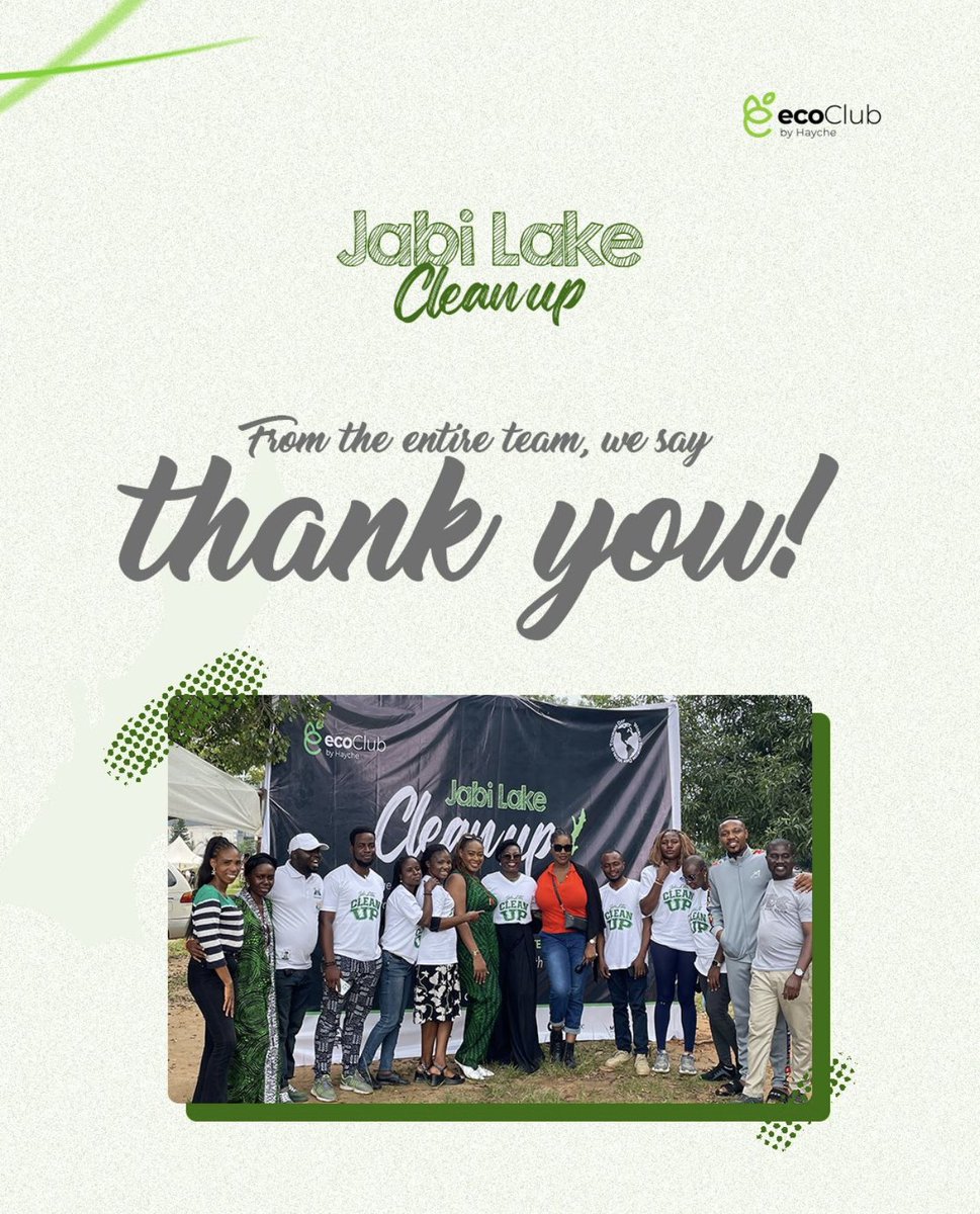 On behalf of the team, we say a big thank you to everyone that supported the #JabiLakeCleanUp awareness campaign. We appreciate you all immensely. 
_
#EcoClubByHayche 
#PromotingEcofriendlyHabits