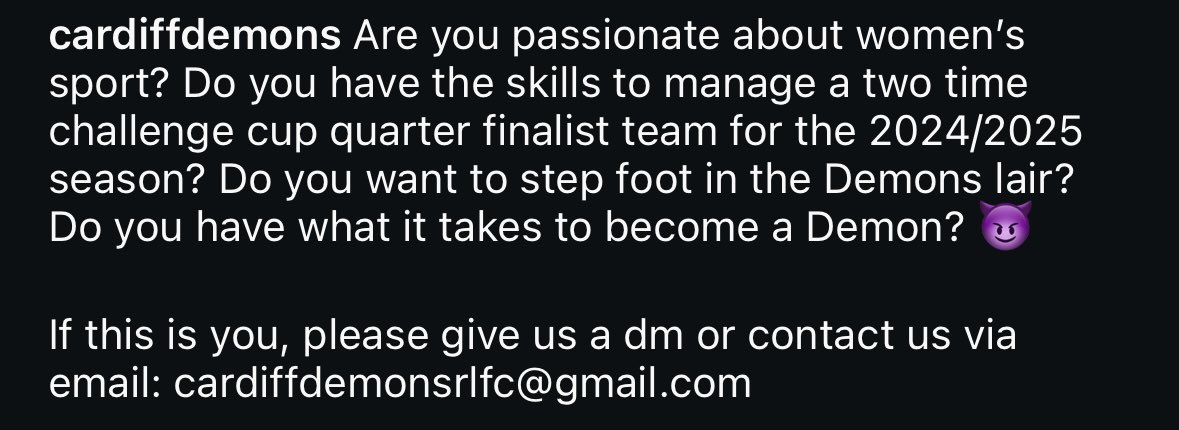 Are you what we are looking for? Please get in touch 😈🏴󠁧󠁢󠁷󠁬󠁳󠁿