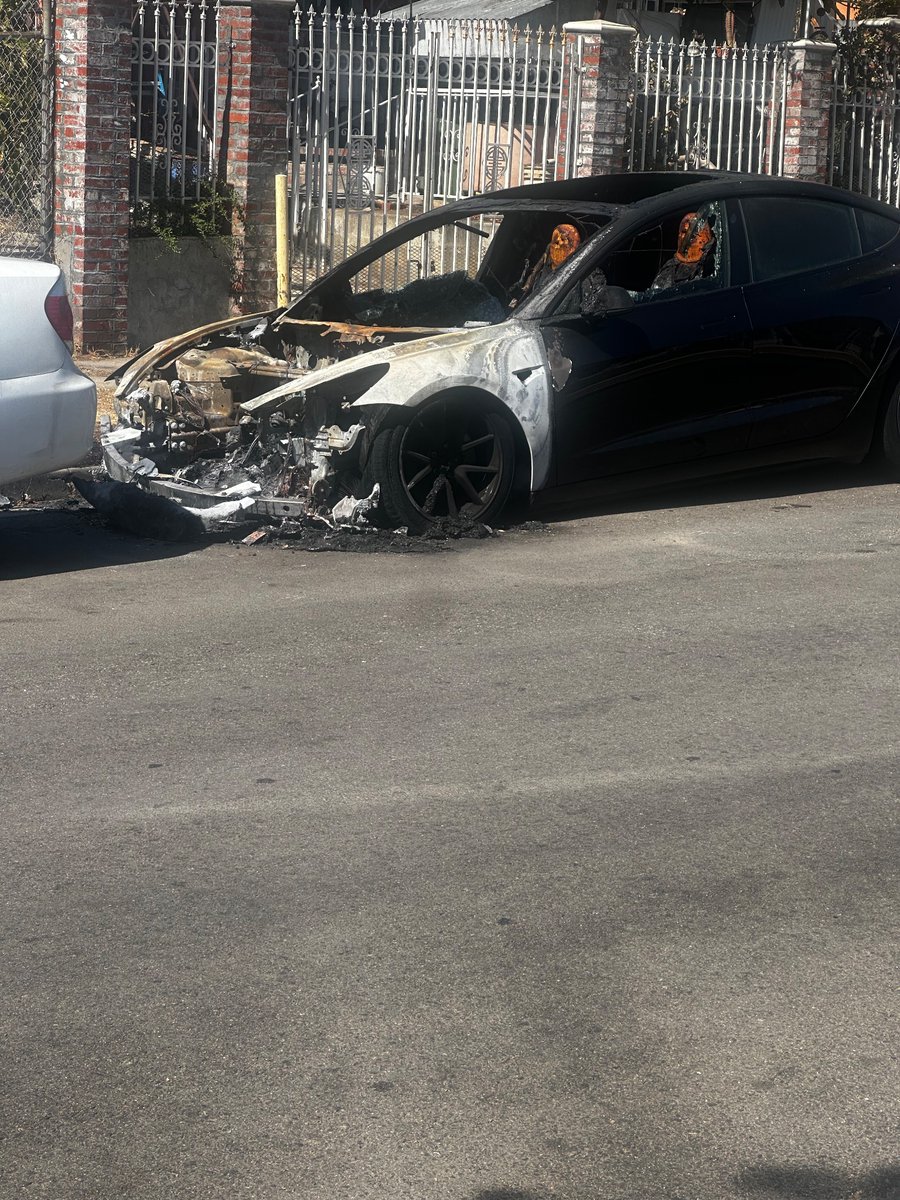 Went to Oakland for the last A’s game, got home, and there’s the burnt out corpse of a Tesla sitting in front of my building. There’s a metaphor in there somewhere.