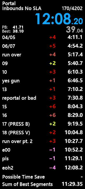 nonsensicalias's tweet photo. random 12:08 (as usual this website is rude to tall splits), seems im good at portal again so sub12 grind continues maybe https://t.co/BHBIQQjPmU