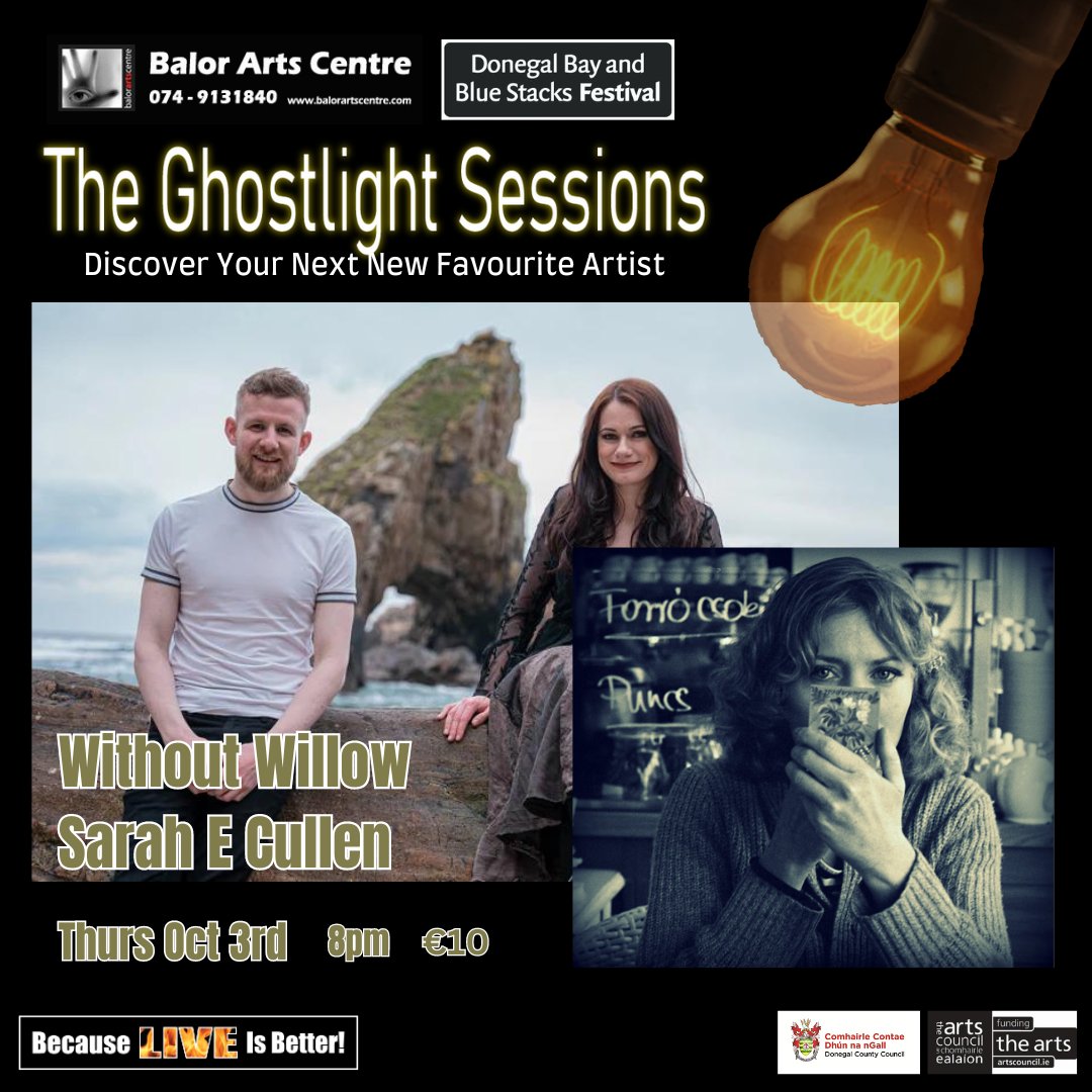 BalorArtsCentre (@balorartscentre) on Twitter photo A special Donegal Bay & Bluestacks Festival edition of our monthly original music night The Ghostlight Sessions.
With <a href="/without_willow/">Without Willow</a> and Sarah E Cullen.
Come along and discover your next new favourite artist! balorartscentre.ticketsolve.com/ticketbooth/sh⦠A special Donegal Bay & Bluestacks Festival edition of our monthly original music night The Ghostlight Sessions.
With <a href="/without_willow/">Without Willow</a> and Sarah E Cullen.
Come along and discover your next new favourite artist! balorartscentre.ticketsolve.com/ticketbooth/shβ¦