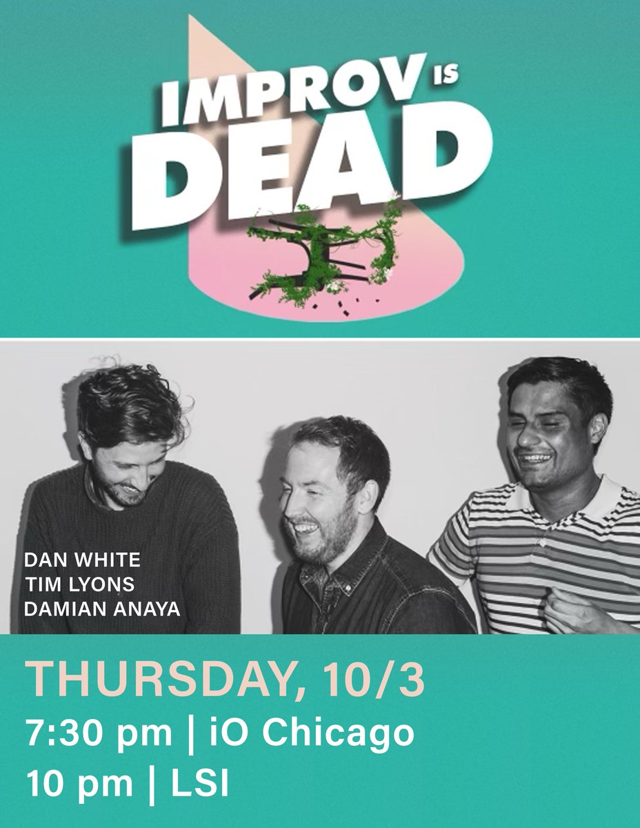 Dan White (@atdanwhite) on Twitter photo Chicago! Doing 2 live shows on Thursday!
7:30pm | <a href="/iochicago/">The iO Theater</a>
10pm | Logan Square Improv
Tix: linktr.ee/improvisdead Chicago! Doing 2 live shows on Thursday!
7:30pm | <a href="/iochicago/">The iO Theater</a>
10pm | Logan Square Improv
Tix: linktr.ee/improvisdead