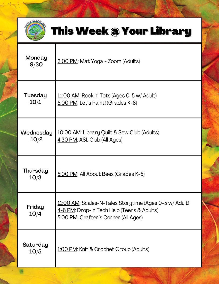 Here’s what’s happening this week at your library! Visit our website for more information: fppld.org.