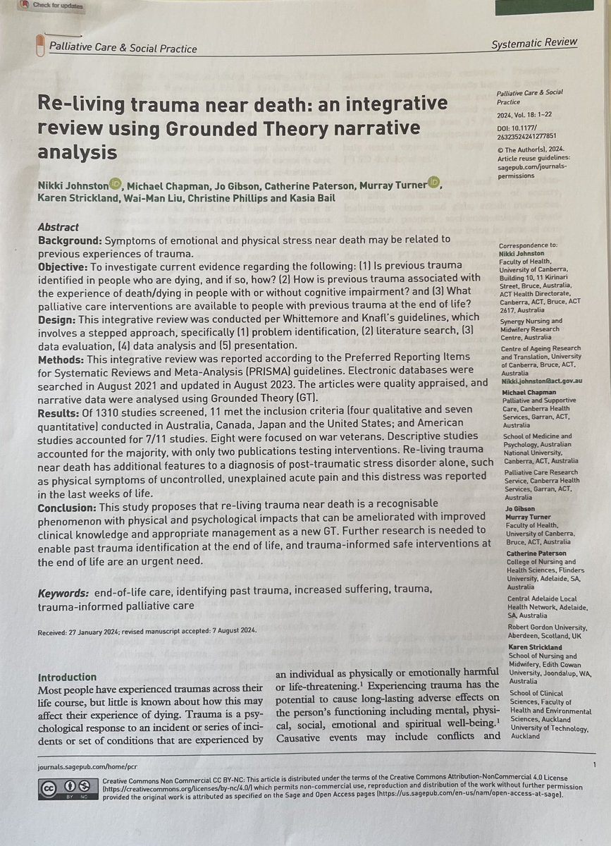 I am more than excited to have our article published in Palliative Care &amp; Social Practice. Thank you <a href="/jorothgib/">Jo Rothwell Gibson RN PhD</a> <a href="/mchapmanonline/">Michael Chapman</a> <a href="/Kasia_Bail/">Kasia</a> @strictlykaren @Catherinepaterson <a href="/waimanrayliu/">Raymond Liu</a> <a href="/cscviews/">Christine Phillips 6 X ✳️ No to nuclear</a> Christine Phillips <a href="/MurrayTurner/">Murray Turner</a> for your significant contribution 🎉